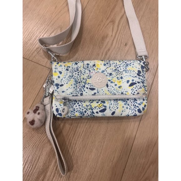 Kipling Crossbody Bag With Adjustable Strap & Plush Charm Multicolor Abstract Pr - Picture 2 of 7
